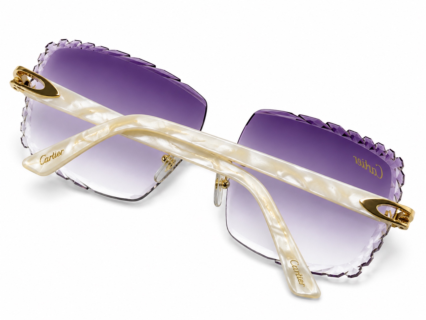 Cartier Ivory Purple Diamond Cut Lenses rear view