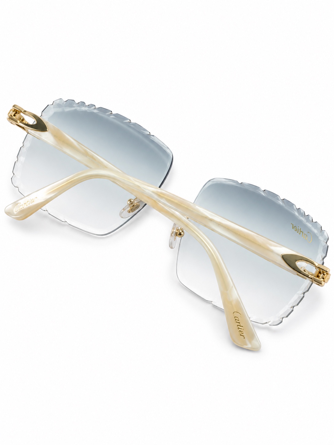 Cartier Ivory Teal Diamond Cut Lenses rear view