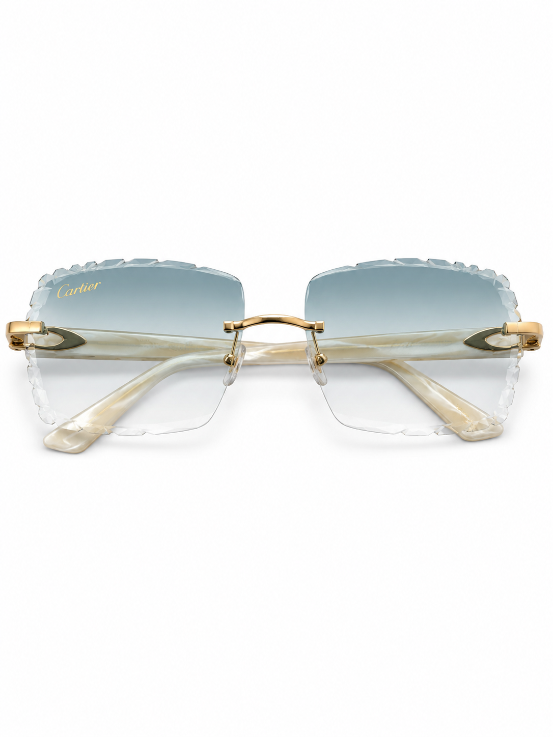 Cartier Ivory Teal Diamond Cut Lenses front view